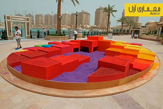  استفاده از 30 تن ماسه رنگی برای طراحی المان شهری در دوهه