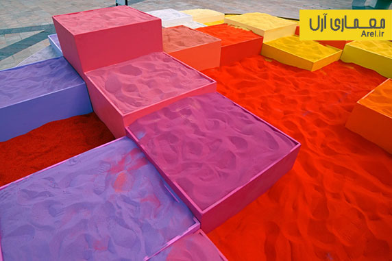  استفاده از 30 تن ماسه رنگی برای طراحی المان شهری در دوهه