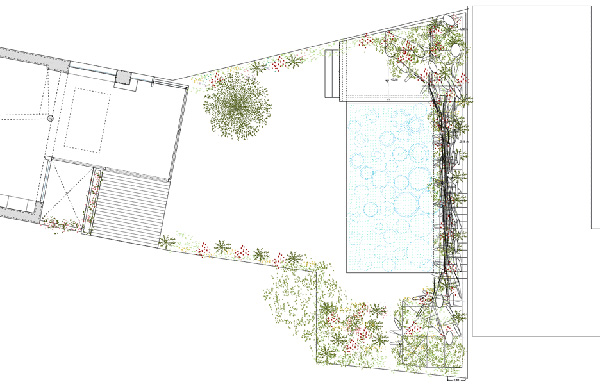طراحی استخر خصوصی همراه با باغ عمودی