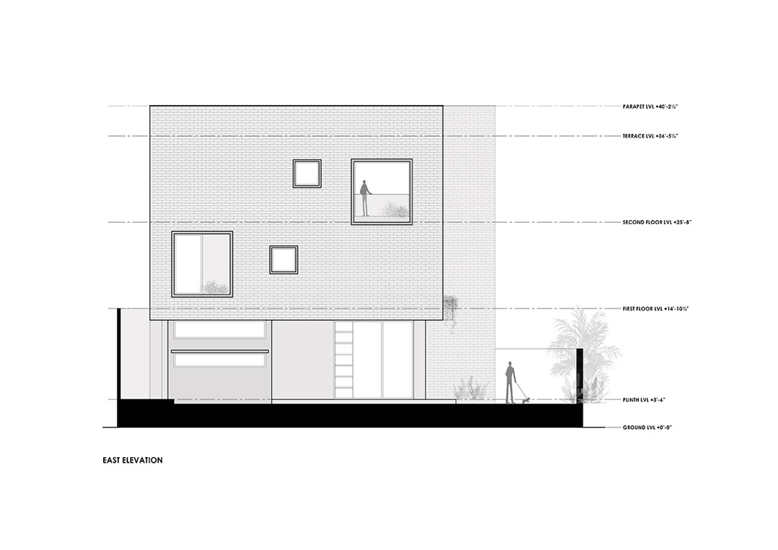 طراحی خانه آجری با حیاط شناور