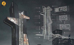 روبان آبی برگزیده رقابت طراحی برج مدرسه معماری دوبی