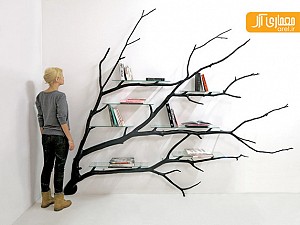طراحی قفسه کتاب به شکل شاخ و برگ درخت