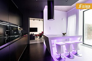 طراحی داخلی آپارتمان سیاه و سفید و نورپردازی