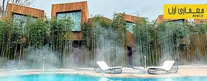 معماری و طراحی  هتلی چوبی در مجاورت چشمه ی آب گرم