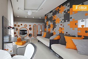 طراحی داخلی اتاق کودک با دیوارهای پازلی
