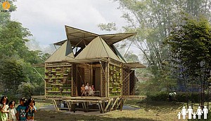 طراحی و معماری پایدار کلبه ای از چوب بامبو