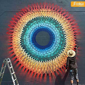 نقاشی های دیواری رنگارنگ اثر Hoxxoh با الگوی هندسه فراکتال