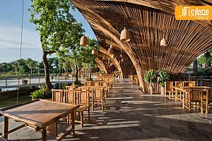 طراحی فضای سیال رستوران با چوب بامبو