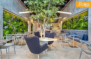 طراحی داخلی رستوران سبز با الهام از فضای پارک
