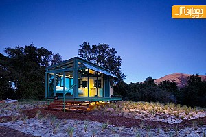 خانه تابستانی شیشه ای در دامنه کوهستان نیوزیلند