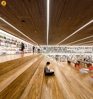 طراحی داخلی مغازه کتابفروشی با عنصر فرهنگ
