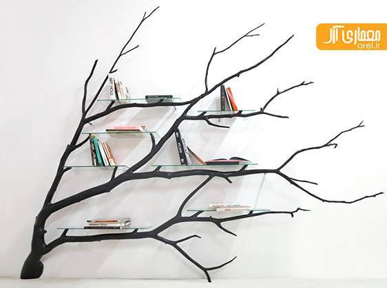 طراحی قفسه کتاب به شکل شاخ و برگ درخت