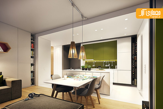 طراحی داخلی آپارتمان،رنگ سبز در دکوراسیون منزل