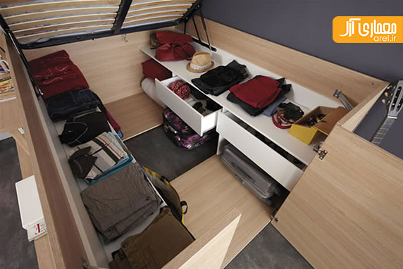 تختخوابی با فضای ذخیره سازی بالا، مناسب اتاق های کوچک