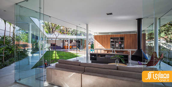 طراحی داخلی ویلا با استفاده از دیوارهای شیشه ای