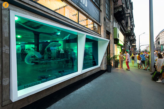 طراحی جزئی ویترین مغازه شبیه آکواریوم