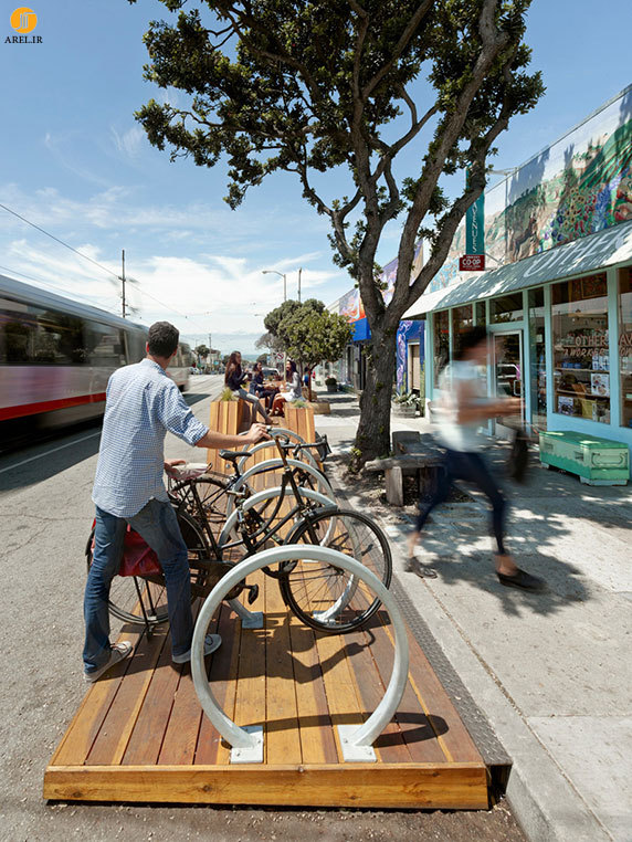  طراحی مبلمان شهری به همراه پارکینگی برای دوچرخه ها