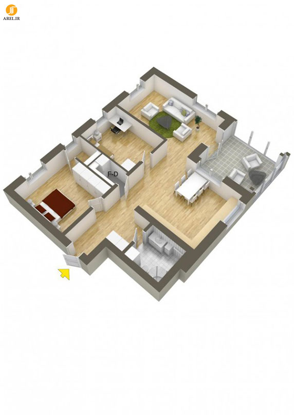 بخش دوم : 40 نمونه پلان طراحی داخلی آپارتمان دو خوابه