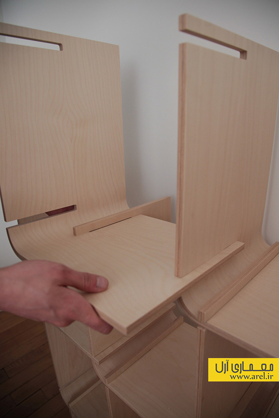 طراحی قفسه ی کتاب چوبی با قطعات ساده L شکل