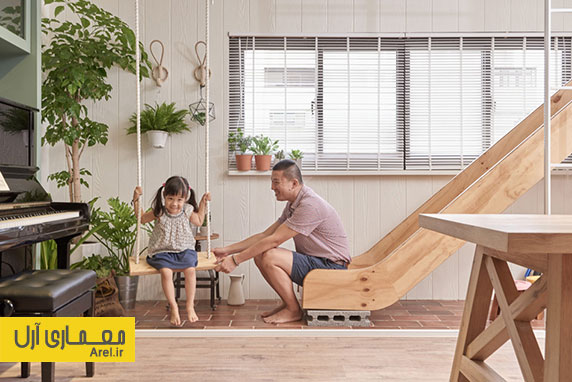 طراحی داخلی آپارتمانی در تایوان به همراه فضایی برای بازی بچه ها