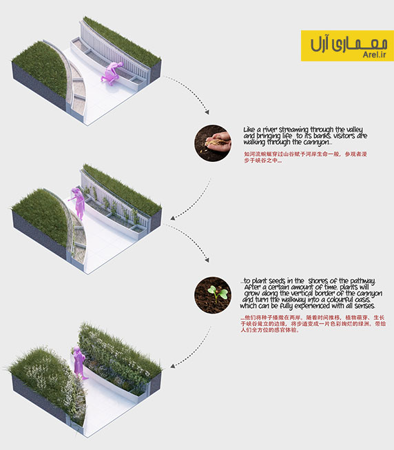 استفاده از خطوط موج دار برای طراحی فضای سبز در نمایشگاه طراحی باغ 2015 چین