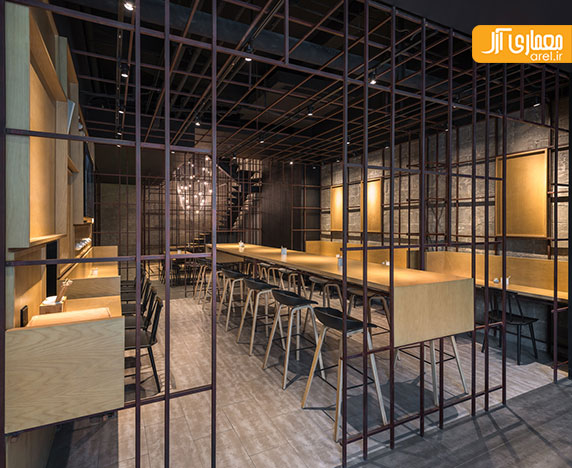 استفاده خلاقانه از سیم های رشته ای، در طراحی داخلی رستوران