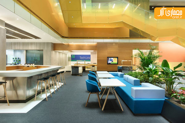 رنگ های پر انرژی، پیشتاز در طراحی داخلی دفتر کار مایکروسافت  