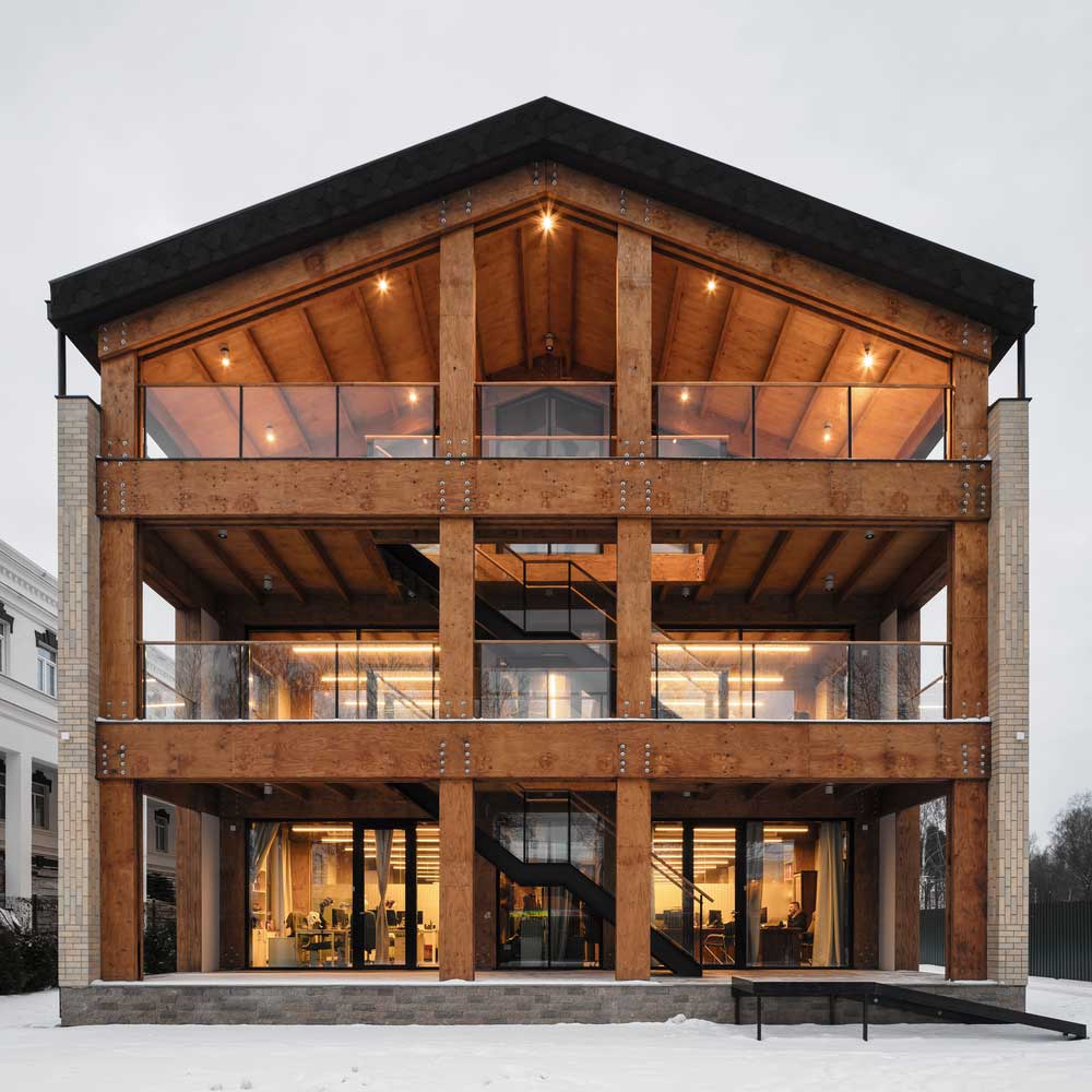 طراحی ساختمان اداری چوبی