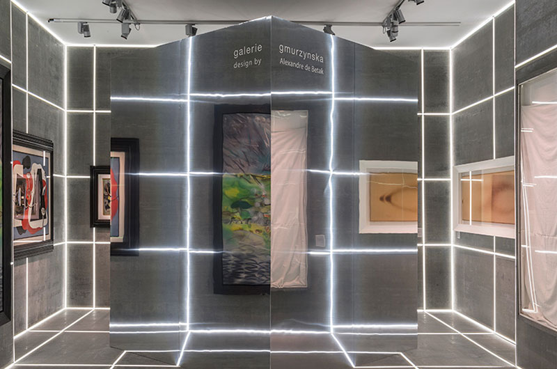 طراحی غرفه با متریال سنگ و LED