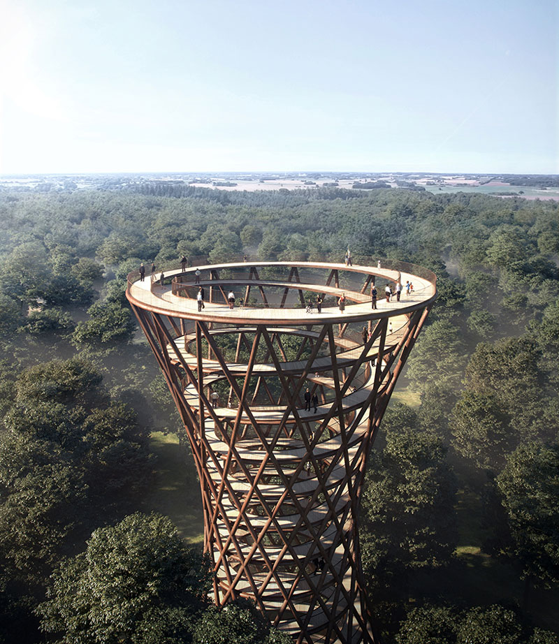 برج مشاهده در بین جنگل و دیدی پانوراما از دانمارک