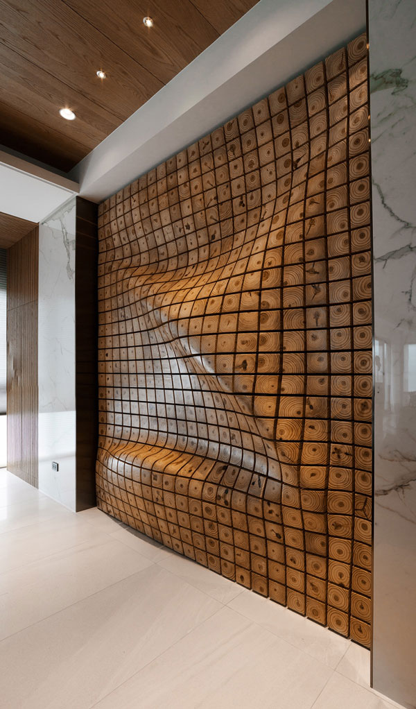 طراحی داخلی آپارتمان متمرکز بر المان های چوبی