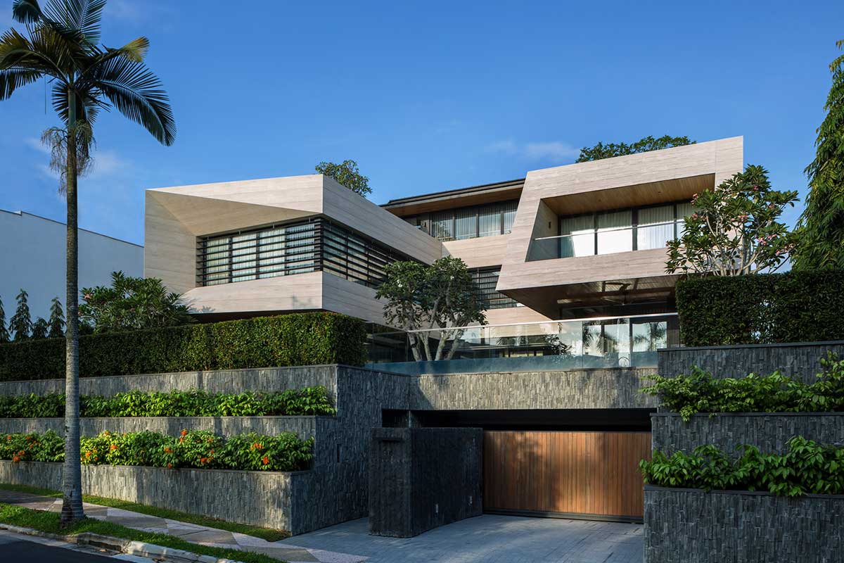 طراحی نمای سنگی ویلای لوکس تابستانی