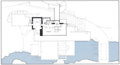 پلان خانه آبشار از فرانک لوید رایت