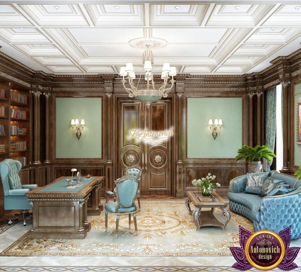 طراحی دفتر کار کلاسیک و لاکچری